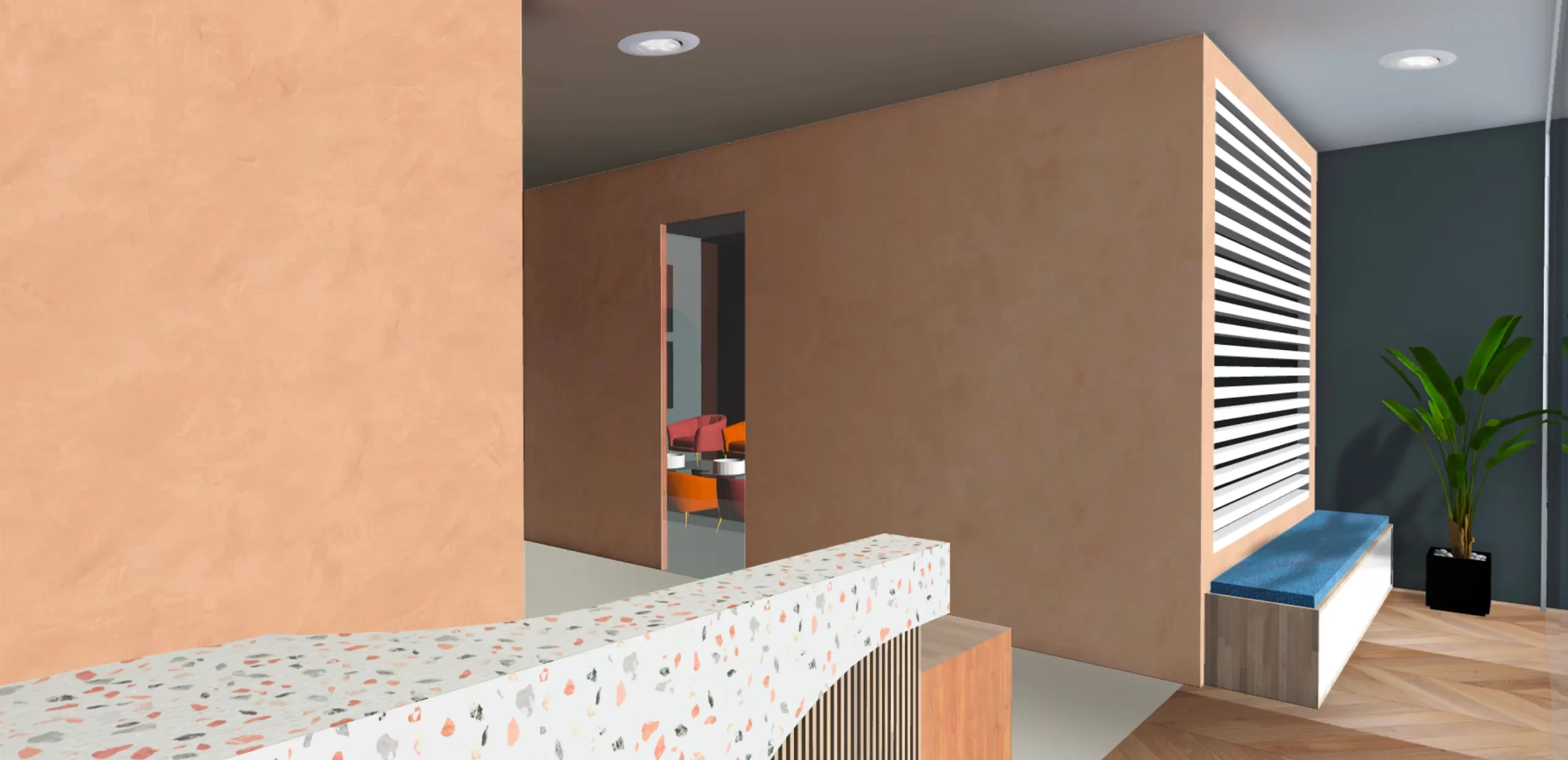 vue 3d de l'entrée du projet Cyrene